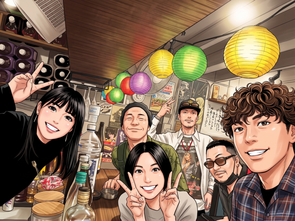 郷音G.O.A.T.グランピング 吉祥寺打ち上げ 吉祥寺ハモニカ横丁立ち飲み開運酒場ガッツ輝き🍻